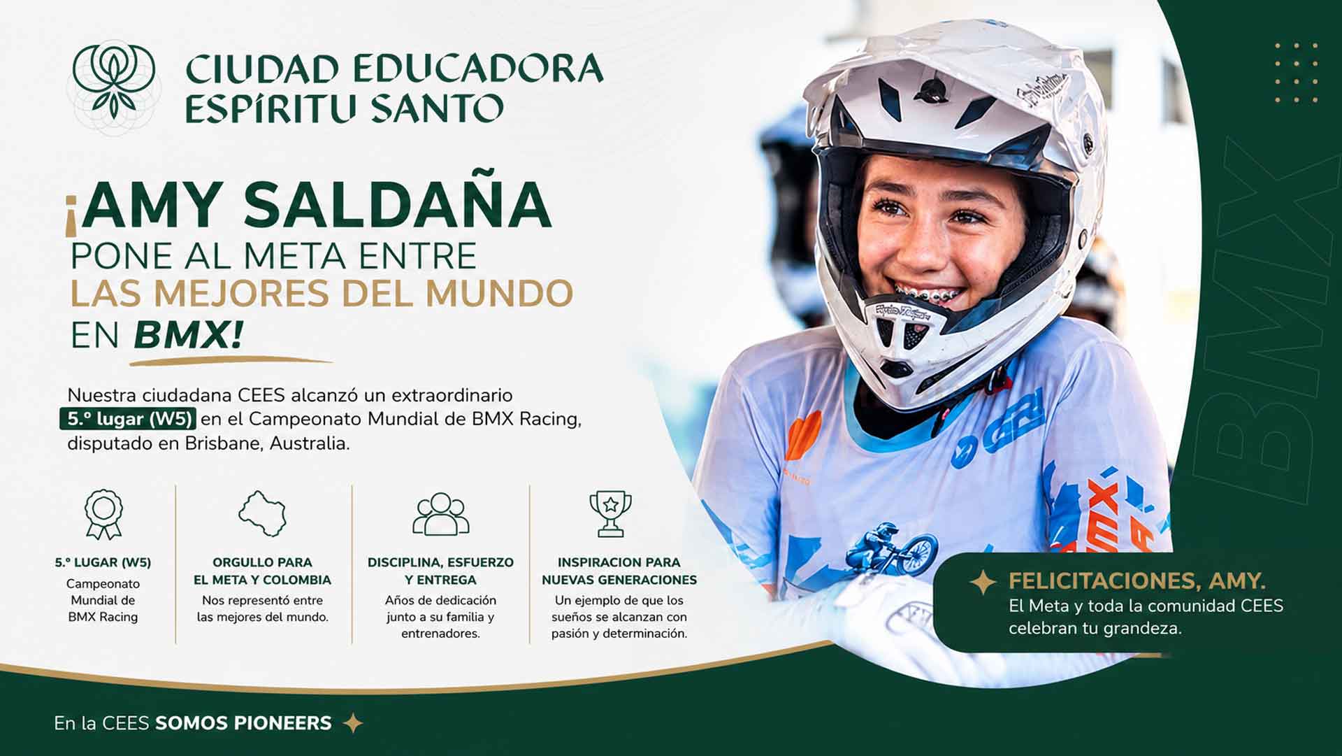 Amy Saldaña entre las mejores del BMX